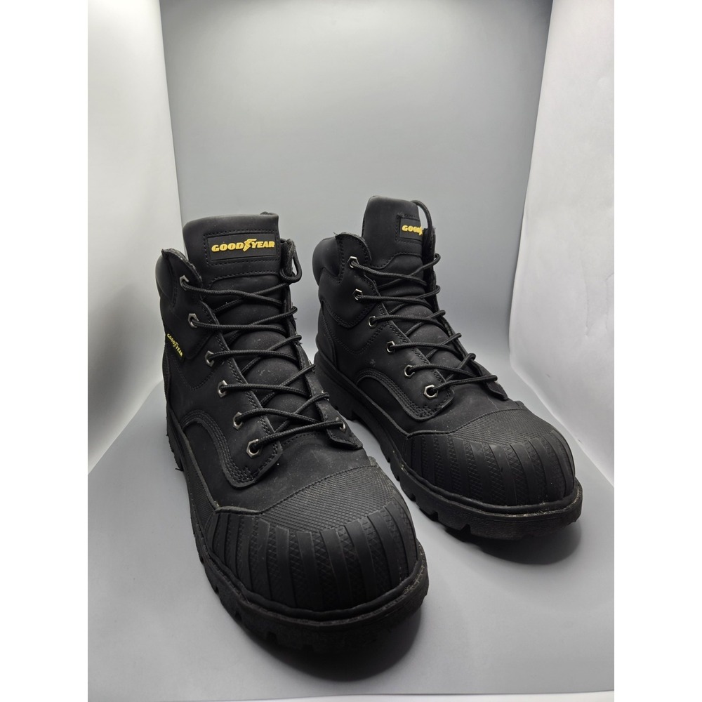 Goodyear Men's Gideon-ST Black Steel Toe Work Boots Size 11 Slip Resistant
